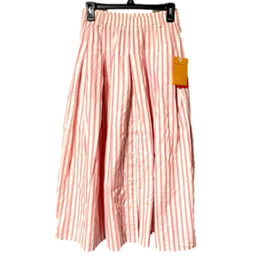 ❌soldVintage 100% Cotton Button Down A-line Striped Midi Skirt by LizSport